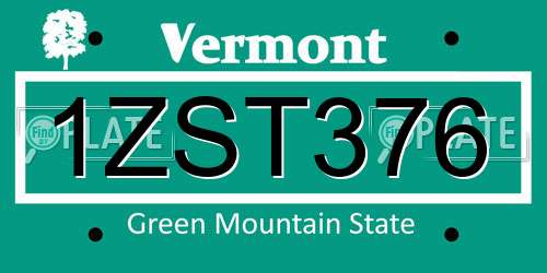 1ZST376 Vermont License Plate