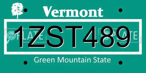 1ZST489 Vermont License Plate