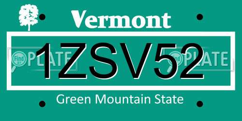 1ZSV52 Vermont License Plate