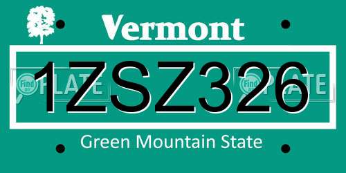 1ZSZ326 Vermont License Plate