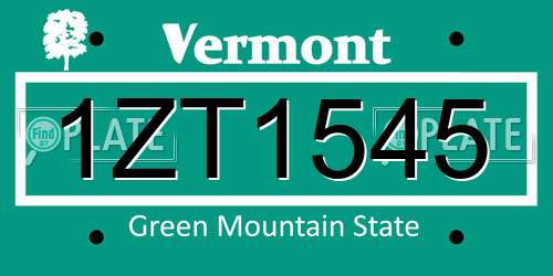 1ZT1545 Vermont License Plate