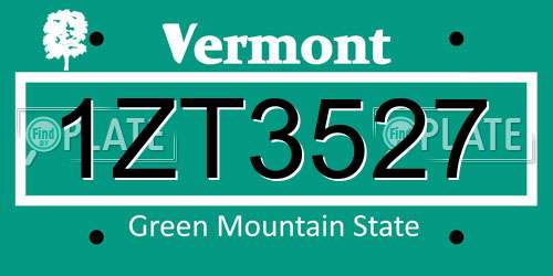 1ZT3527 Vermont License Plate