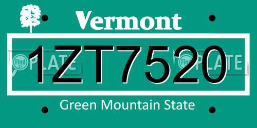 1ZT7520 Vermont License Plate