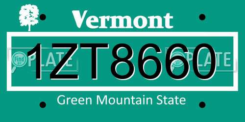 1ZT8660 Vermont License Plate