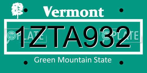 1ZTA932 Vermont License Plate
