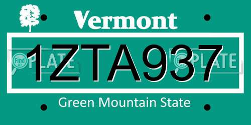 1ZTA937 Vermont License Plate