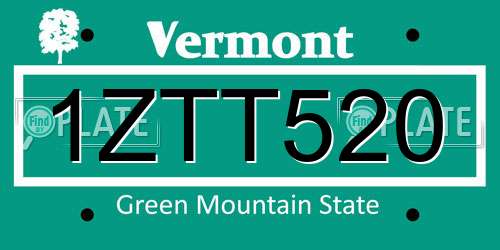 1ZTT520 Vermont License Plate
