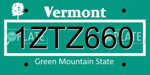 1ZTZ660 Vermont License Plate