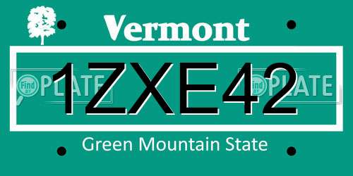 1ZXE42 Vermont License Plate
