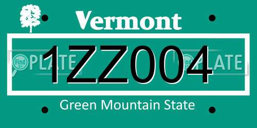 1ZZ004 Vermont License Plate
