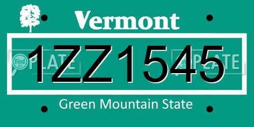 1ZZ1545 Vermont License Plate