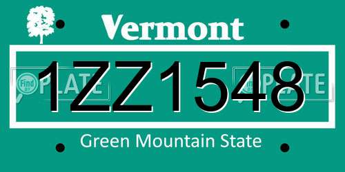 1ZZ1548 Vermont License Plate