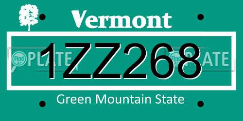 1ZZ268 Vermont License Plate