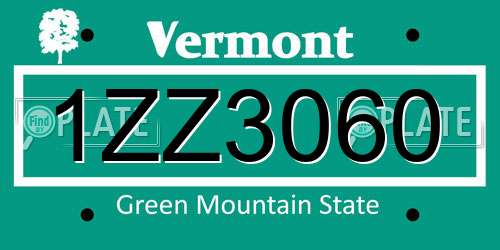 1ZZ3060 Vermont License Plate