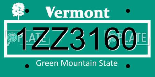 1ZZ3160 Vermont License Plate