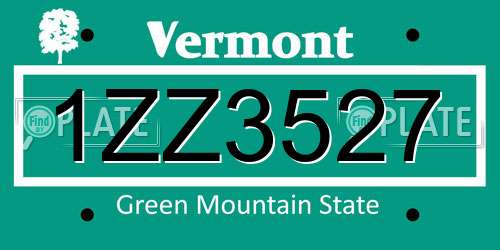 1ZZ3527 Vermont License Plate