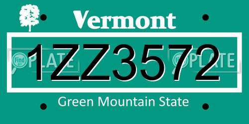 1ZZ3572 Vermont License Plate