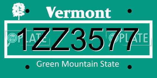 1ZZ3577 Vermont License Plate