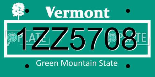 1ZZ5708 Vermont License Plate