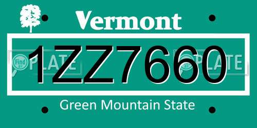 1ZZ7660 Vermont License Plate