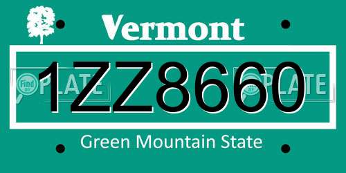 1ZZ8660 Vermont License Plate