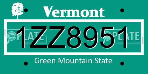1ZZ8951 Vermont License Plate