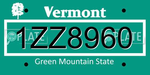 1ZZ8960 Vermont License Plate