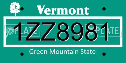 1ZZ8981 Vermont License Plate