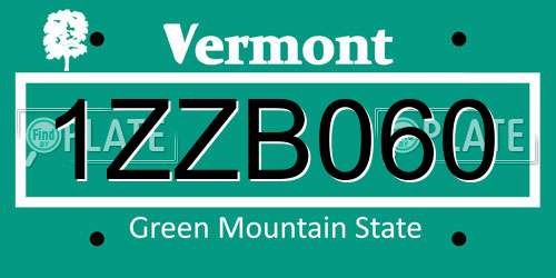 1ZZB060 Vermont License Plate
