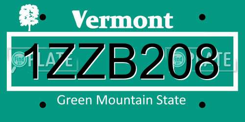 1ZZB208 Vermont License Plate