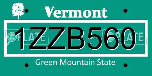 1ZZB560 Vermont License Plate