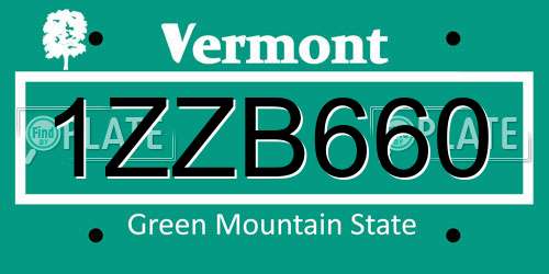 1ZZB660 Vermont License Plate