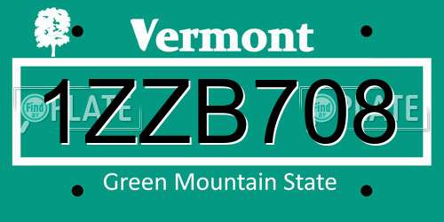 1ZZB708 Vermont License Plate