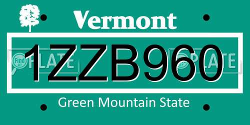1ZZB960 Vermont License Plate