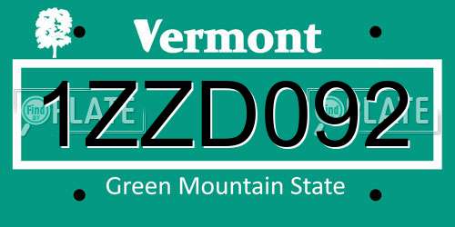 1ZZD092 Vermont License Plate