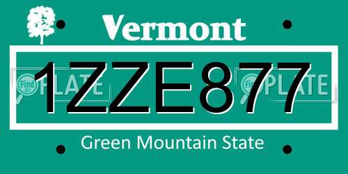 1ZZE877 Vermont License Plate