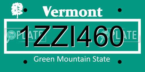 1ZZI460 Vermont License Plate
