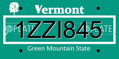 1ZZI845 Vermont License Plate