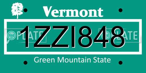 1ZZI848 Vermont License Plate