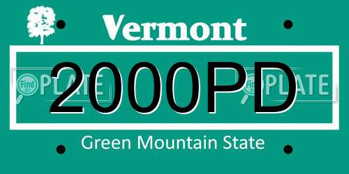 2000PD Vermont License Plate