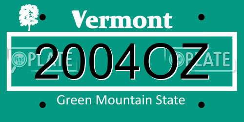 2004OZ Vermont License Plate
