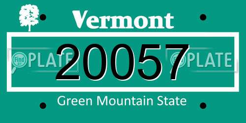 20057 Vermont License Plate