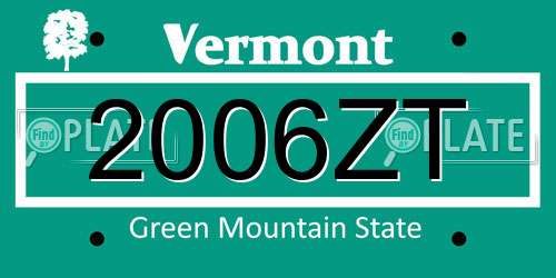 2006ZT Vermont License Plate