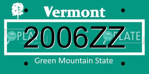 2006ZZ Vermont License Plate