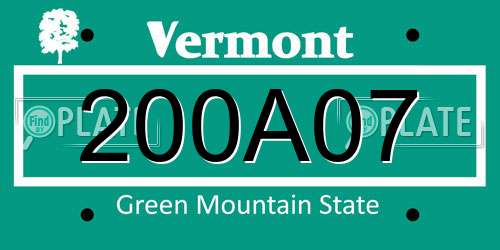 200A07 Vermont License Plate