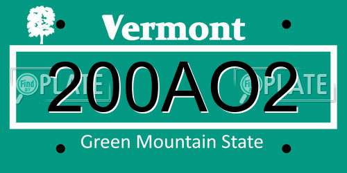 200AO2 Vermont License Plate