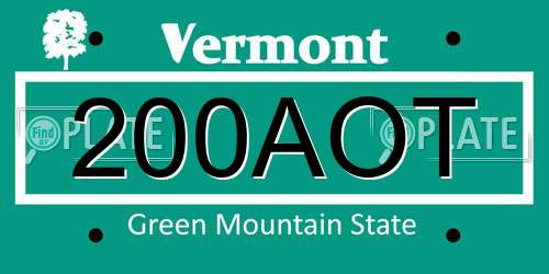 200AOT Vermont License Plate