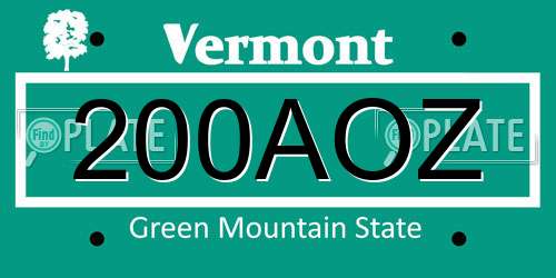 200AOZ Vermont License Plate