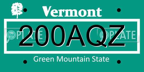 200AQZ Vermont License Plate