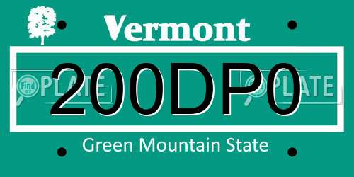 200DP0 Vermont License Plate